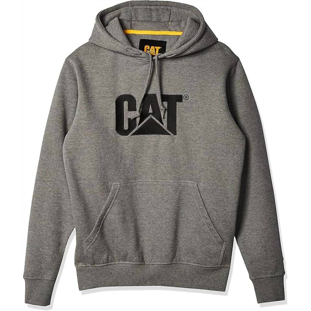 NEW CATERPILLAR men's trademark hoodie sweater in grey (black letters)